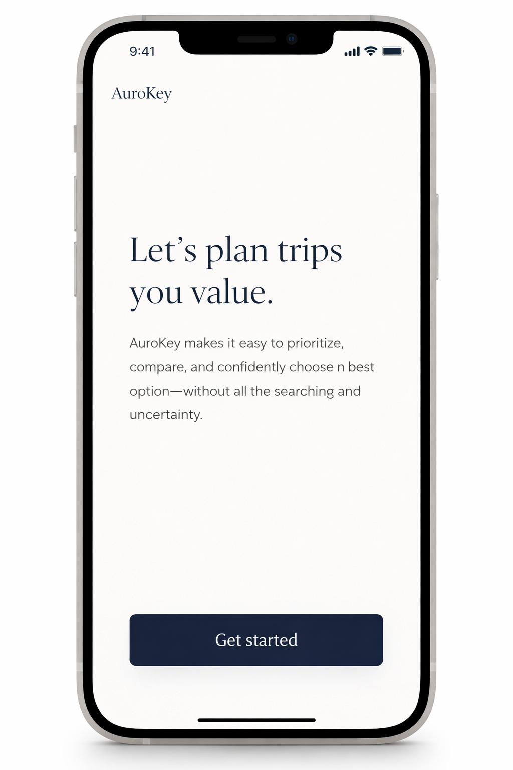 AuroKey onboarding screen